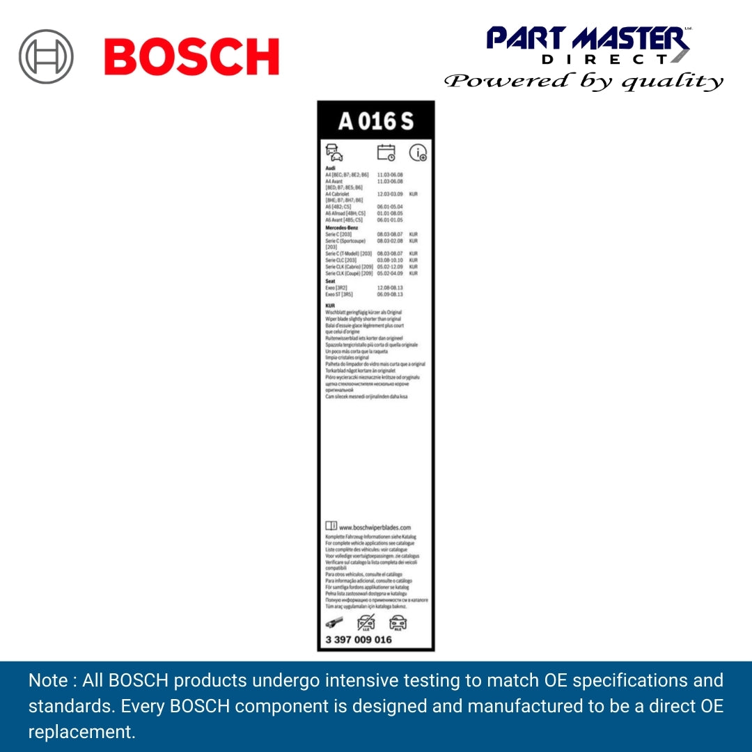 BOSCH AEROTWIN FLAT BLADE SET 550/550 A016S 3397009016