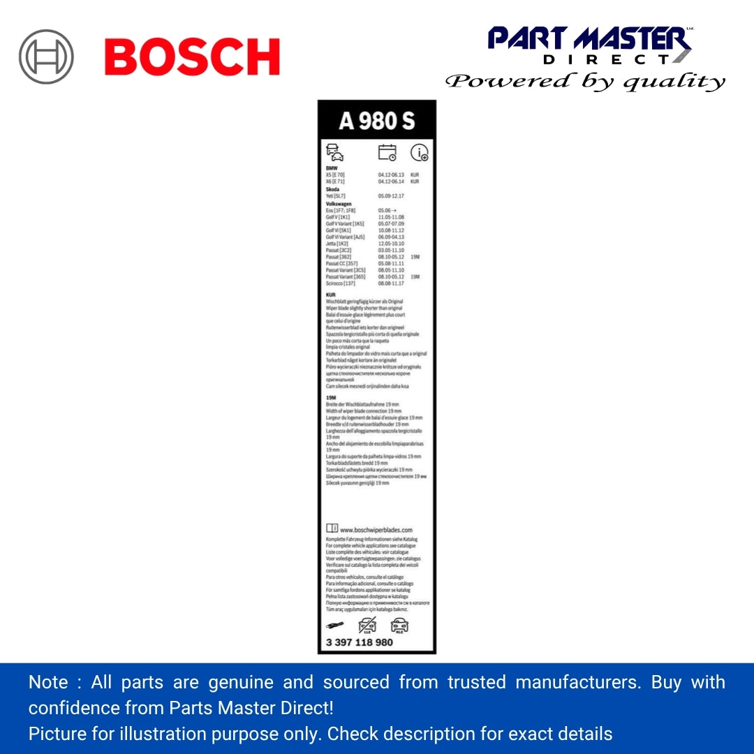 BOSCH AEROTWIN FLAT BLADE SET 600/475 A980S 3397118980
