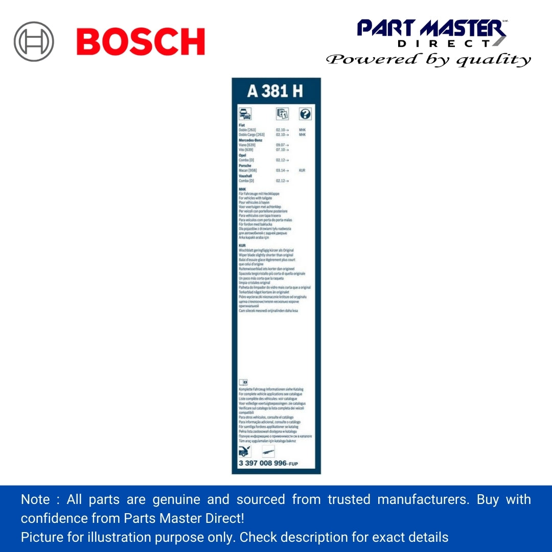 BOSCH AEROTWIN FLAT BLADE REAR 380 A381H 3397008996