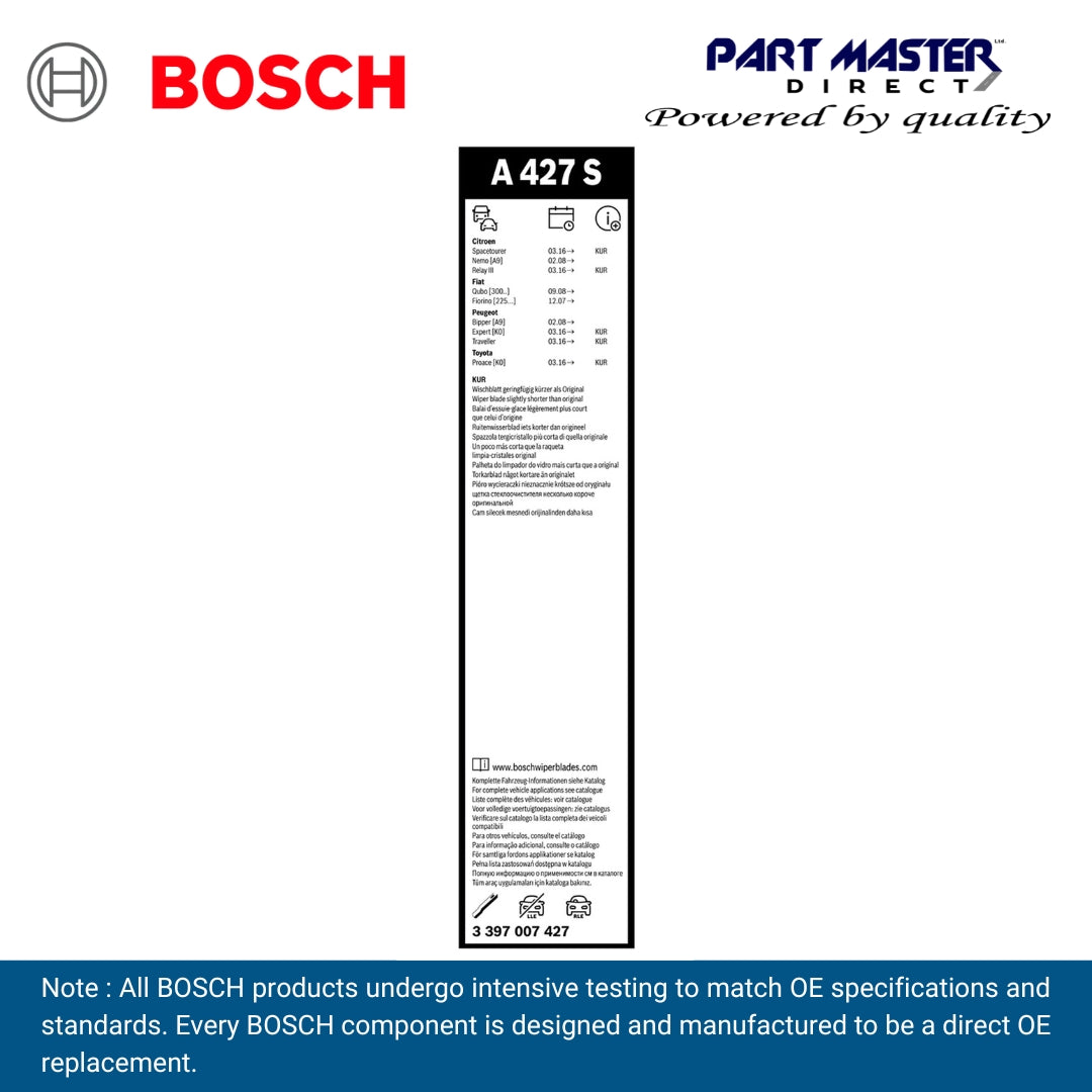 BOSCH AEROTWIN FLAT BLADE SET 650/475 A427S 3397007427
