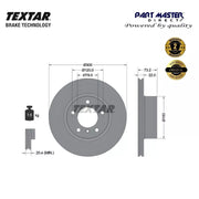 2x Textar 92238505 Front Brake Discs 300mm Vented fits 6792217