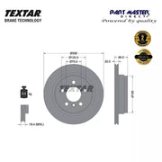 2x Textar 92239703 Rear Brake Discs 300mm Vented fits 34216792229