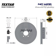 2x Textar 92264925 Front Brake Discs 360mm Vented - Genuine OE