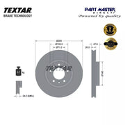 2x Front Brake Discs Vented 283mm 92267903 Genuine OE Textar fits 1642761380