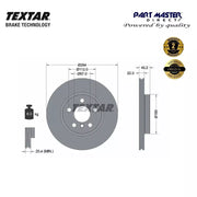 2x Genuine OE Textar Vented Front Brake Discs 294mm 92273103 fits 34116866297