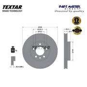 2x Vented Front Brake Discs 308mm 92279505 Genuine OE Textar fits 7H0615301D