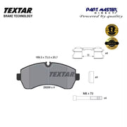 Textar 2920002 Front Brake Pad fits 0044206820 0044208220 0054205320 0084204720