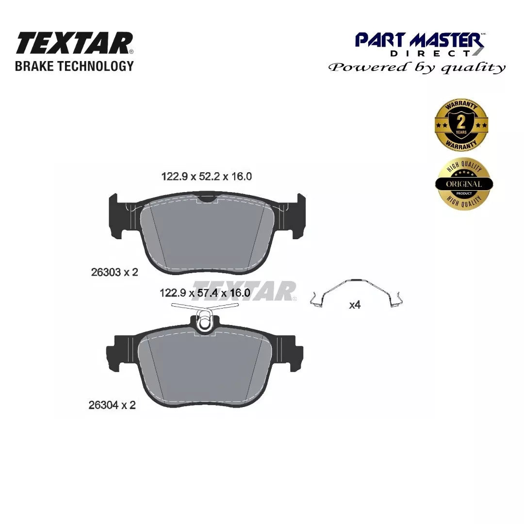 Textar 2630301 Rear Brake Pads Set Fits 0044208120 0054207420 0064202220