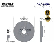 2x Textar 92237503 Brake Discs 296mm Front Vented fits 4351222210