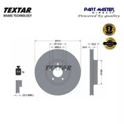 Textar 92159905 2x Front Brake Discs Vented 314mm Genuine fits OE 8K0615301
