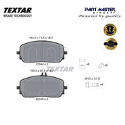Textar 2294401 Front Brake Pads Set fits 0004201203 0004202205 Premium Quality