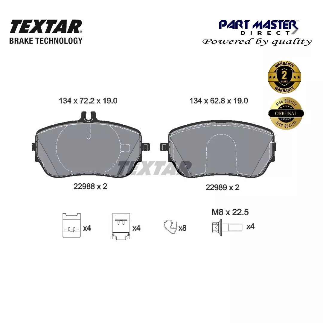 Textar 2298801 Front Brake Pads Set fits 0004205103 0004206902 Premium Quality